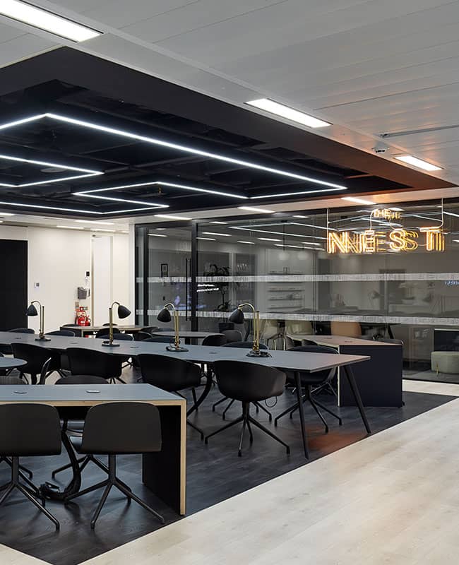 Hearst Case Study - sustainable, office design, fun and entertaining communal area fitted out by Cleo